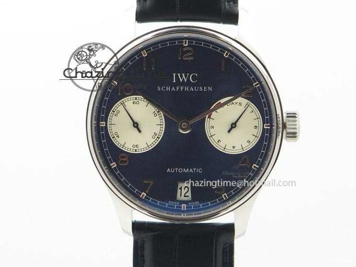 MIROTIME 0426 TimelessDesign Portuguese IW358304 ZF 1:1 Best Edition SS Blue Dial on Leather Strap A 7078